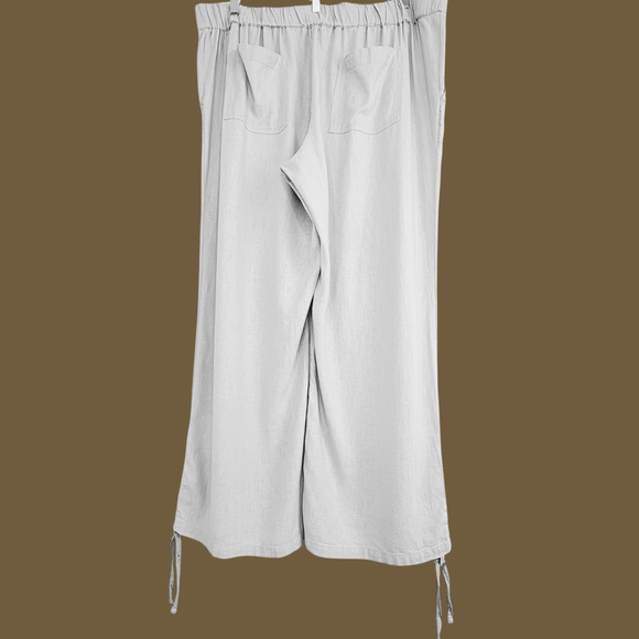 Naturals D&Co Womens Wide Leg Linen Pants Size XL Beige Coastal Laggenlook - Picture 6 of 8